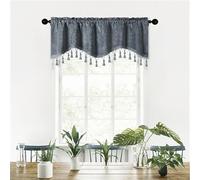 Odot Rideau de Cuisine Court, Rideaux Brise Bise Cuisine 1 Panneaux Rideaux Demi Fenetre Décoration de Maison pour Petie Fenetre Porte Chambre Salon Evier Bureau (Gris foncé,W180*H45cm)