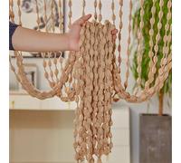 Odot Rideau de Fil pour Porte Fenêtre Couleur Unie Épais, Rideaux en Corde Franges Rideaux, Rideau Anti Mouches Cloison de Séparation pour Décoration Maison Café Restaurant (Marron,100x200cm)