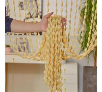 Odot Rideau de Fil pour Porte Fenêtre Couleur Unie Épais, Rideaux en Corde Franges Rideaux, Rideau Anti Mouches Cloison de Séparation pour Décoration Maison Café Restaurant (Jaune Clair,100x200cm)