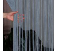 Odot Rideau de Fil pour Porte Fenêtre, Rideaux en Corde Franges Rideaux, 2PCS Rideau Anti Mouches Cloison de Séparation pour Décoration Maison Chambre Café Restaurant Cuisine (Gris,100x200cm)