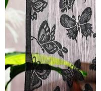 Odot Rideau de Fil pour Porte Fenêtre, Style Papillon Rideaux en Corde Franges 1 Piece Rideaux Moustiquaire avec Passe Tringle Rideau Anti Mouches Cloison de Séparation (Noir,100x200cm)