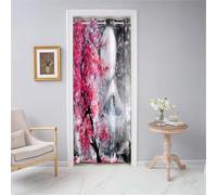 Odot Rideau de Porte Interieur à Oeillets, Fleurs de Cerisier Japonais Rideau Occultant Isolant Thermique, 1 Panneau Rideau de Séparation de Piece pour Chambre Cuisine Salon (Style A,130x150cm)