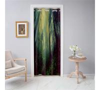 Odot Rideau de Porte Interieur à Oeillets, Rideau Occultant Isolation Thermique avec Imprimé Forêt Verte 3D, Rideau de Séparation de Piece pour Entrée Chambre, 1 Panneau (Style H,80x180cm)
