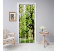 Odot Rideau de Porte Interieur à Oeillets, Rideau Occultant Isolation Thermique avec Imprimé Forêt Verte 3D, Rideau de Séparation de Piece pour Entrée Chambre, 1 Panneau (Style C,120x200cm)