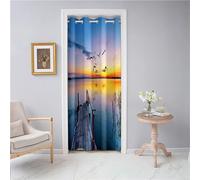 Odot Rideau Occultant avec Œillets - Motif Coucher de Soleil pour Porte et Séparation de Pièce - Décoration Intérieure (120x200cm, Mouette)