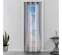 Odot Rideau Occultant Porte avec Oeillets, Motif Vue sur la Mer Rideaux de Porte Rideau de Séparation de Pièce Rideau de Porte Interieur Anti Bruit pour Chambre (Mouette,120x200cm)