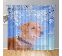 Odot Rideau Voilage Semi Occultant avec Oeillets, Motif Chiot Chien 3D Rideaux Voile Fenetre 2 Pieces Semi Transparent pour Décoration Salon Chambre Intérieur (Flocon de Neige,140x160cm)