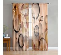 Odot Rideau Voilage Semi Occultant Salon, Motif Papillon 3D Rideaux Voile Fenetre avec Passe Tringle 2 Pieces Rideaux Semi Transparent pour Chambre Intérieur (Style Vintage B,51x71in)