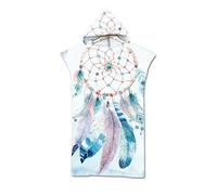 Odot Serviette Poncho de Surf, Microfibre à Séchage Rapide en Tissu Surfing Changement Robe à Capuche Poncho Plage à Langer Peignoir Natation pour Adulte Large (75x110cm,Plume)