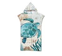 Odot Serviette Poncho de Surf, Microfibre à Séchage Rapide en Tissu Surfing Changement Robe à Capuche Poncho Plage à Langer Peignoir Natation pour Adulte Large (75x110cm,Tortue)