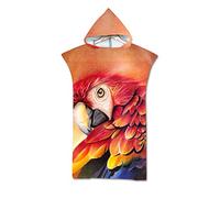 Odot Serviette Poncho de Surf, Microfibre à Séchage Rapide en Tissu Surfing Changement Robe à Capuche Poncho Plage à Langer Peignoir Natation pour Adulte Large (75x110cm,Perroquet)