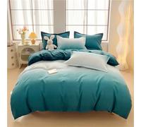 Odot Style Dégradé Parure de Lit 4 Pieces, Ensemble de Literie avec Housses de Couettes, Drap Plat et Taies D'oreillers, Set de Housse de Couette pour 1~2 Personnes (150x200cm,Vert Paon)