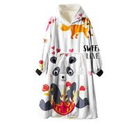 Odot Sweat à Capuche Couverture, Imprimé 3D Oversize Microfibre Polaire avec Manches Poche Chaud Doux Wearable Robe Hoodie Paresseux Adultes Hiver Noël Cadeaux (Taille Unique,Panda)