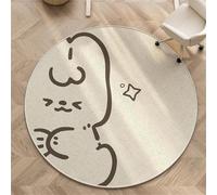 Odot Tapis Chaise de Bureau Rond, Antidérapant et Insonorisé, Moderne Tapis Protection Sol Chaise Bureau Gaming pour Plancher de Bois Carrelage Parquet (Lapin beige,80cm)