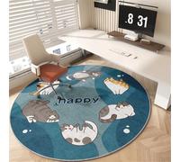 Odot Tapis Chaise de Bureau Rond, Antidérapant et Insonorisé, Moderne Tapis Protection Sol Chaise Bureau Gaming pour Plancher de Bois, Carrelage, Parquet (Chat,140cm)