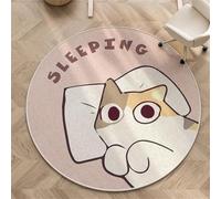 Odot Tapis Chaise de Bureau Rond, Antidérapant et Insonorisé, Moderne Tapis Protection Sol Chaise Bureau Gaming pour Plancher de Bois Carrelage Parquet (Chat endormi,100cm)