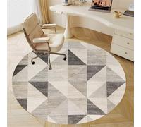 Odot Tapis Chaise de Bureau Rond, Antidérapant et Insonorisé, Motifs Triangulaires Rond Moderne Tapis Protection Sol Chaise Bureau Gaming pour Carrelage, Parquet (Triangles Beiges,100cm)