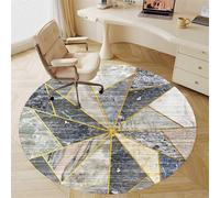 Odot Tapis Chaise de Bureau Rond, Antidérapant et Insonorisé, Motifs Triangulaires Rond Moderne Tapis Protection Sol Chaise Bureau Gaming pour Carrelage, Parquet (Lignes dorées,60cm)