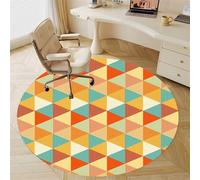 Odot Tapis Chaise de Bureau Rond, Antidérapant et Insonorisé, Motifs Triangulaires Rond Moderne Tapis Protection Sol Chaise Bureau Gaming pour Carrelage, Parquet (Triangles colorés,100cm)