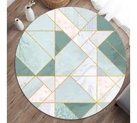 Odot Tapis Chaise de Bureau Rond, Antidérapant et Insonorisé, Rond Moderne Tapis Protection Sol Chaise Bureau Gaming pour Plancher de Bois, Parquet, Carrelage (Triangle Vert Clair,100cm)