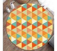 Odot Tapis Chaise de Bureau Rond, Antidérapant et Insonorisé, Rond Moderne Tapis Protection Sol Chaise Bureau Gaming pour Plancher de Bois, Parquet, Carrelage (Triangle coloré,60cm)