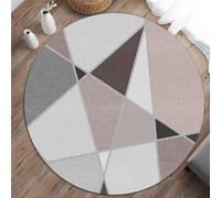 Odot Tapis Chaise de Bureau Rond, Antidérapant et Insonorisé, Rond Moderne Tapis Protection Sol Chaise Bureau Gaming pour Plancher de Bois, Parquet, Carrelage (Triangle Rose,100cm)