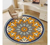 Odot Tapis Chaise de Bureau Rond, Antidérapant et Insonorisé, Rond Moderne Tapis Protection Sol Chaise Bureau Gaming pour Plancher de Bois, Carrelage, Parquet (Bordure Orange,80cm)