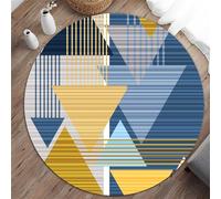 Odot Tapis Chaise de Bureau Rond, Antidérapant et Insonorisé, Rond Moderne Tapis Protection Sol Chaise Bureau Gaming pour Plancher de Bois, Parquet, Carrelage (Triangle Jaune,140cm)