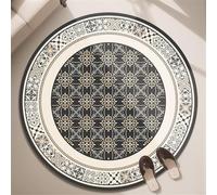 Odot Tapis Chaise de Bureau Rond, Antidérapant et Insonorisé, Style Rétro Rond Moderne Tapis Protection Sol Chaise Bureau Gaming pour Carrelage Parquet Plancher de Bois (Exotique 4,60cm)