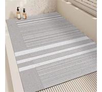 Odot Tapis de Douche Antidérapant, Tapis de Bain avec Trou de Drainage, Bath Mat Baignoire en Luffa PVC Moderne Simple, Douche Rapide Doux pour Intérieure et Zones Humides (Rayures Grises,80x120cm)