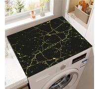 Odot Tapis de Protection pour Dessus de Machine à Laver, 3D Marbre Tapis en Diatomite Séchage Rapide pour Machine à Laver, Réfrigérateur (Noir Or,40x50cm)