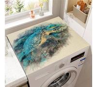Odot Tapis de Protection pour Dessus de Machine à Laver, 3D Tortue de Mer Tapis en Diatomite Séchage Rapide pour Machine à Laver, Réfrigérateur (Meeresschildkröte 8,40x50cm)