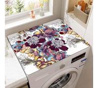 Odot Tapis de Protection pour Dessus de Machine à Laver, 50x60cm Mandala Antidérapant Housse de Machine à Laver pour Buanderie Sèche-Linge Réfrigérateur Cuisine (Fleur à l'huile,50x60cm)