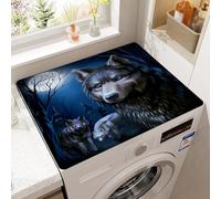 Odot Tapis de Protection pour Dessus de Machine à Laver, 50x60cm Motif Animal 3D Antidérapant Housse de Machine à Laver pour Buanderie Sèche-Linge Réfrigérateur Cuisine (Meute de loups,50x60cm)