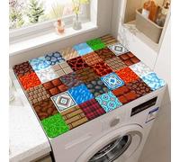 Odot Tapis de Protection pour Dessus de Machine à Laver, 50x60cm Patchwork Antidérapant Housse de Machine à Laver pour Buanderie Sèche-Linge Réfrigérateur Cuisine (Scène de jeu,50x60cm)