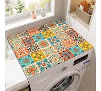 Odot Tapis de Protection pour Dessus de Machine à Laver, 50x60cm Patchwork Antidérapant Housse de Machine à Laver pour Buanderie Sèche-Linge Réfrigérateur Cuisine (Nostalgie,50x60cm)