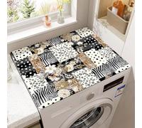 Odot Tapis de Protection pour Dessus de Machine à Laver, 50x60cm Patchwork Floral Antidérapant Housse de Machine à Laver pour Buanderie Sèche-Linge Réfrigérateur Cuisine (Noir,50x60cm)