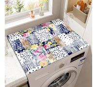 Odot Tapis de Protection pour Dessus de Machine à Laver, 50x60cm Patchwork Floral Antidérapant Housse de Machine à Laver pour Buanderie Sèche-Linge Réfrigérateur Cuisine (Bleu,50x60cm)