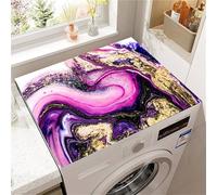 Odot Tapis de Protection pour Dessus de Machine à Laver, Antidérapant Housse de Machine à Laver pour Sèche-Linge Buanderie Réfrigérateur Cuisine, Imprimé Marbre Abstrait (Rose rouge,60x60cm)
