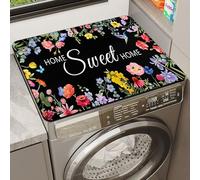 Odot Tapis de Protection pour Dessus de Machine à Laver, Antidérapant Housse de Machine à Laver pour Machine à Laver ou Sèche-Linge Buanderie Réfrigérateur -Floral Romantique (Jardin Noir,50x60cm)
