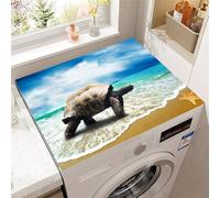 Odot Tapis de Protection pour Dessus de Machine à laver, Antidérapant Séchage Rapide Housse de Machine à laver pour Sèche-Linge Buanderie Réfrigérateur -Tortue de mer 3D (Bleu de la mer,30x40cm)