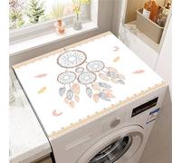 Odot Tapis de Protection pour Dessus de Machine à laver, Antidérapant Séchage Rapide Housse de Machine à laver pour Sèche-Linge Buanderie Réfrigérateur -Attrape-rêves (Plume,60x60cm)