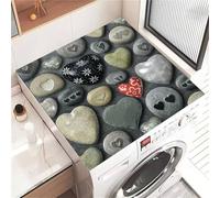 Odot Tapis de Protection pour Dessus de Machine à Laver, Découpable Antidérapant Housse de Machine à Laver pour Sèche-Linge Buanderie Réfrigérateur Cuisine (Pierres en forme de cœur,50x60cm)