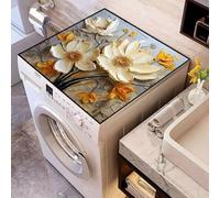 Odot Tapis de Protection pour Dessus de Machine à Laver, Fleur Colorée en 3D Tapis en Diatomite Séchage Rapide pour Machine à Laver, Réfrigérateur (Blanc 1,60x60cm)