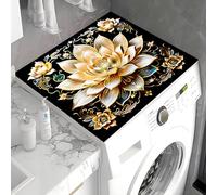 Odot Tapis de Protection pour Dessus de Machine à Laver, Fleur Colorée en 3D Tapis en Diatomite Séchage Rapide pour Machine à Laver, Réfrigérateur (Or Noir 1,20x30cm)