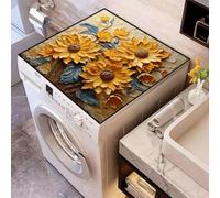 Odot Tapis de Protection pour Dessus de Machine à Laver, Fleur Colorée en 3D Tapis en Diatomite Séchage Rapide pour Machine à Laver, Réfrigérateur (Jaune 1,40x50cm)