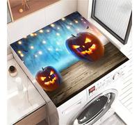 Odot Tapis de Protection pour Dessus de Machine à Laver, Halloween 3D Antidérapant Housse de Machine à Laver pour Sèche-Linge Buanderie Réfrigérateur Cuisine (Citrouille,50x60cm)