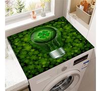 Odot Tapis de Protection pour Dessus de Machine à Laver, Imprimé Trèfle à Quatre Feuilles Tapis en Diatomite Séchage Rapide pour Machine à Laver, Réfrigérateur (Vert foncé A,50x60cm)
