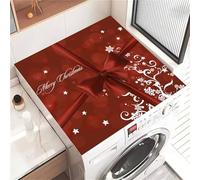 Odot Tapis de Protection pour Dessus de Machine à Laver, Noël 3D Antidérapant Housse de Machine à Laver pour Sèche-Linge Buanderie Réfrigérateur Cuisine (Nœud rouge,40x50cm)