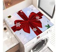Odot Tapis de Protection pour Dessus de Machine à Laver, Noël 3D Antidérapant Housse de Machine à Laver pour Sèche-Linge Buanderie Réfrigérateur Cuisine (Nœud bordeaux,50x60cm)